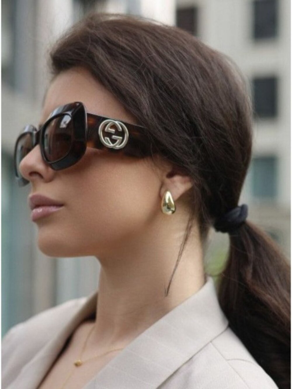 NEW GUCCI SUNGLASSES GG1695S 002 HAVANA SQUARE WOMEN GUCCI EYEWEAR - Picture 3 of 11